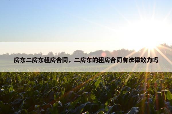 房东二房东租房合同，二房东的租房合同有法律效力吗