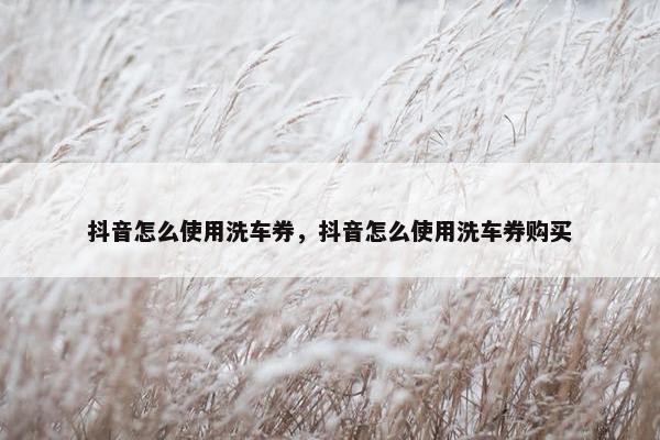 抖音怎么使用洗车券，抖音怎么使用洗车券购买