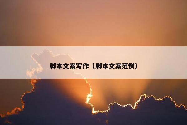 脚本文案写作(脚本文案范例) 脚本文案写作(脚本文案范例)