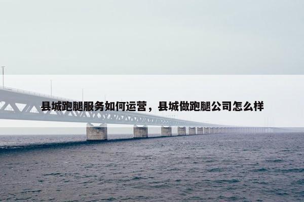 县城跑腿服务如何运营，县城做跑腿公司怎么样