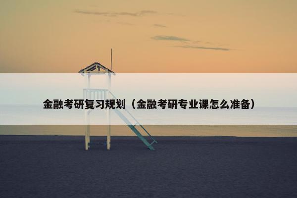 金融考研复习规划（金融考研专业课怎么准备）