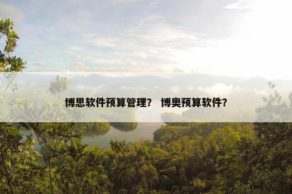 博思软件预算管理? 博奥预算软件? 博思软件预算管理? 博奥预算软件?
