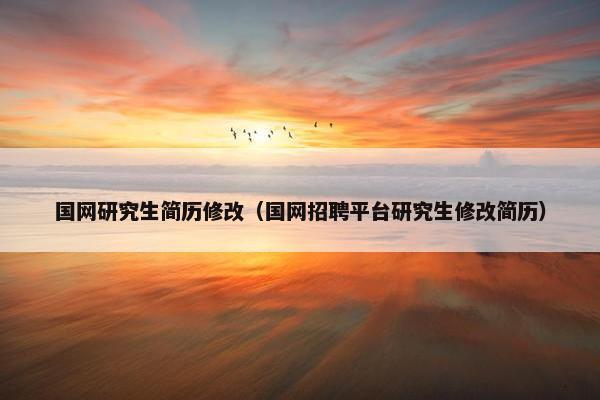 国网研究生简历修改（国网招聘平台研究生修改简历）