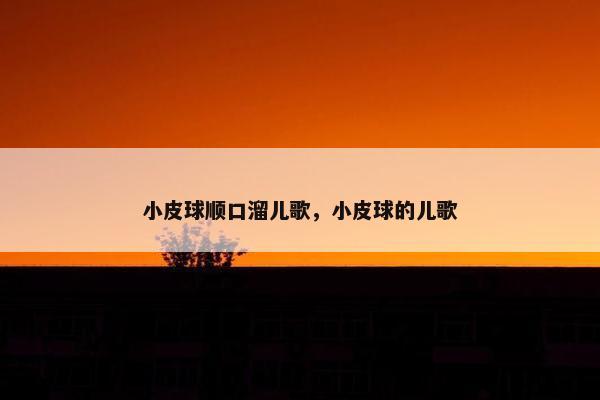 小皮球顺口溜儿歌，小皮球的儿歌