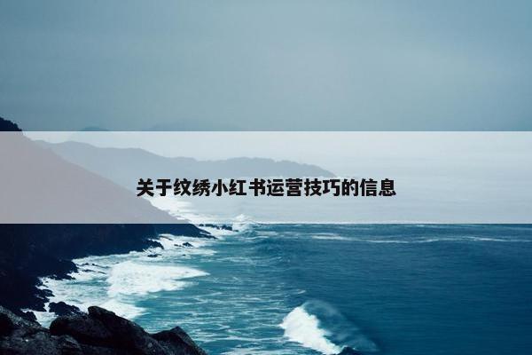 关于纹绣小红书运营技巧的信息