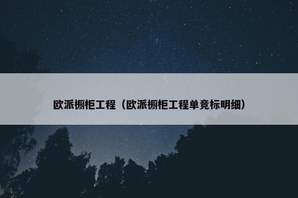 欧派橱柜工程（欧派橱柜工程单竞标明细）