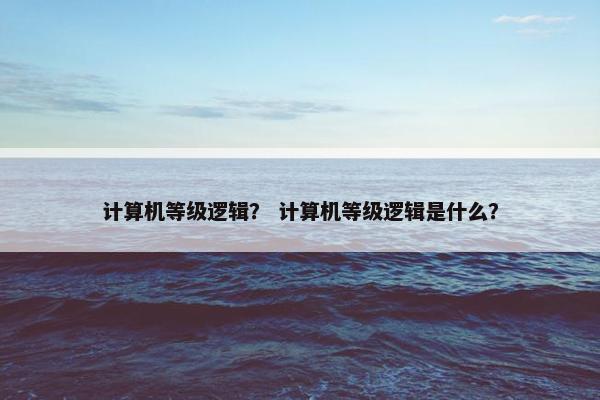 计算机等级逻辑? 计算机等级逻辑是什么? 计算机等级逻辑? 计算机等级逻辑是什么?