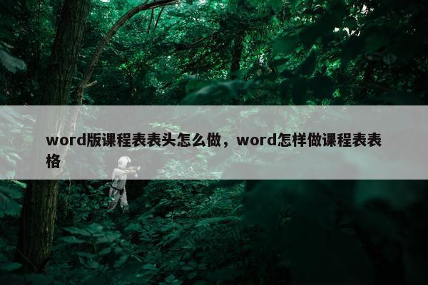 word版课程表表头怎么做，word怎样做课程表表格