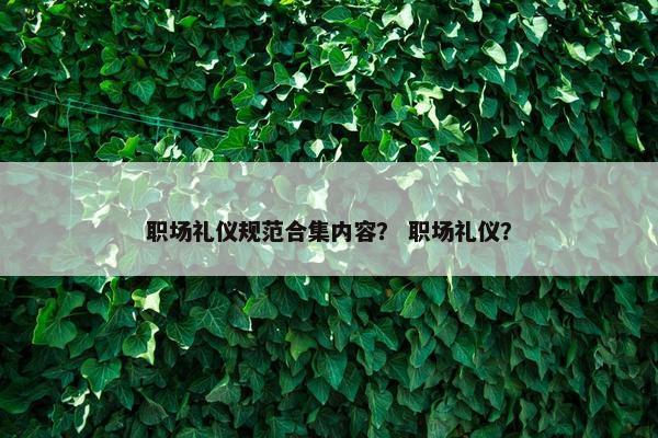 职场礼仪规范合集内容? 职场礼仪? 职场礼仪规范合集内容? 职场礼仪?