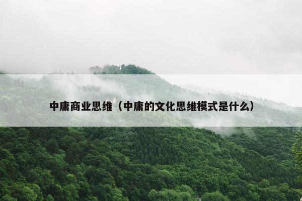 中庸商业思维（中庸的文化思维模式是什么）