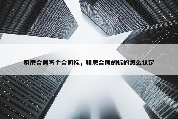 租房合同写个合同标，租房合同的标的怎么认定