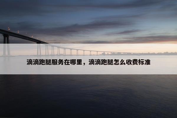 滴滴跑腿服务在哪里，滴滴跑腿怎么收费标准