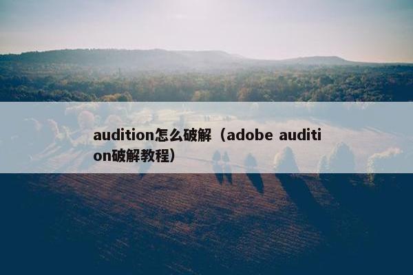audition怎么破解(adobe audition破解教程) audition怎么破解(adobe audition破解教程)
