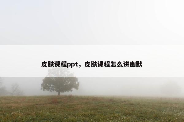 皮肤课程ppt，皮肤课程怎么讲幽默