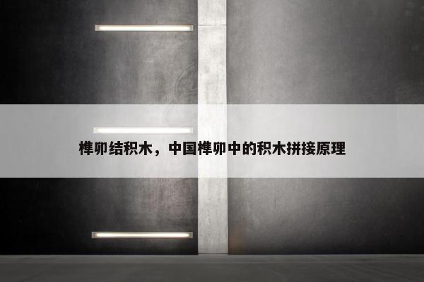 榫卯结积木，中国榫卯中的积木拼接原理