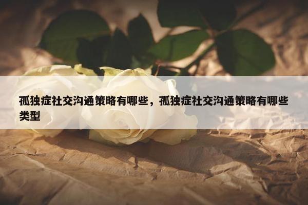 孤独症社交沟通策略有哪些，孤独症社交沟通策略有哪些类型