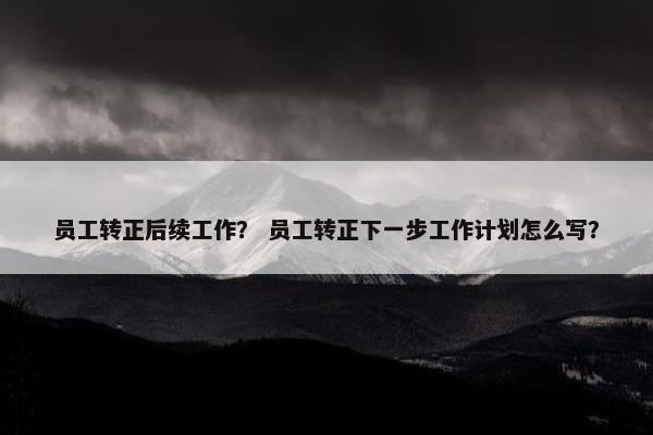 员工转正后续工作？ 员工转正下一步工作计划怎么写？