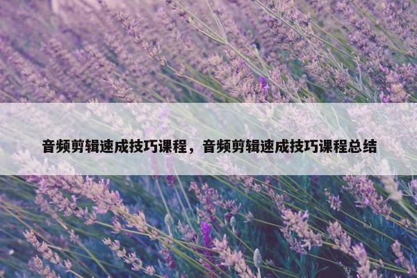 音频剪辑速成技巧课程，音频剪辑速成技巧课程总结