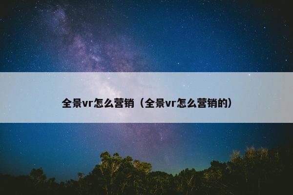 全景vr怎么营销（全景vr怎么营销的）