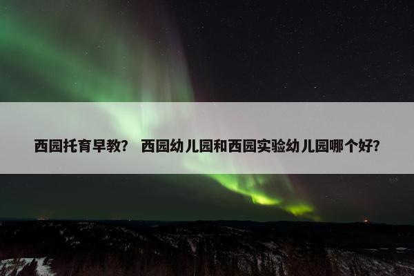 西园托育早教？ 西园幼儿园和西园实验幼儿园哪个好？