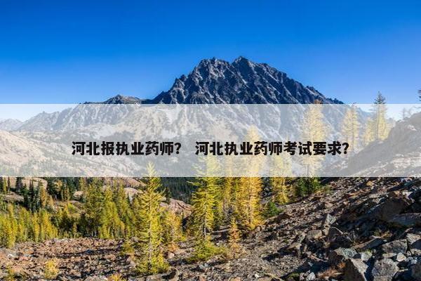 河北报执业药师？ 河北执业药师考试要求？