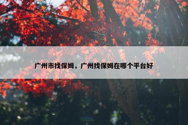 广州市找保姆，广州找保姆在哪个平台好