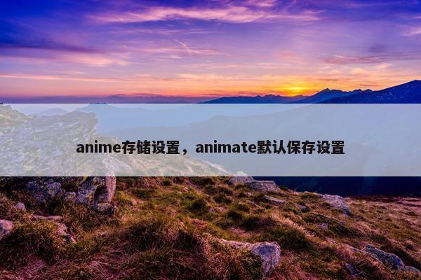 anime存储设置，animate默认保存设置