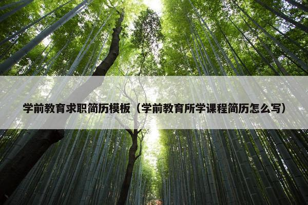 学前教育求职简历模板（学前教育所学课程简历怎么写）