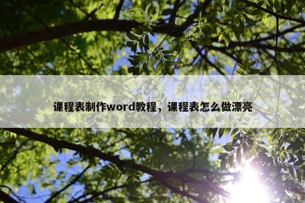 课程表制作word教程，课程表怎么做漂亮