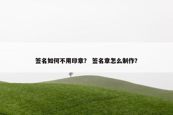 签名如何不用印章？ 签名章怎么制作？