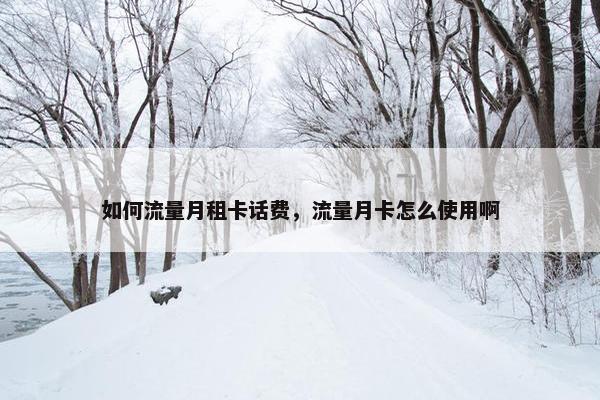 如何流量月租卡话费，流量月卡怎么使用啊