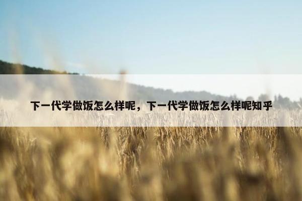 下一代学做饭怎么样呢，下一代学做饭怎么样呢知乎