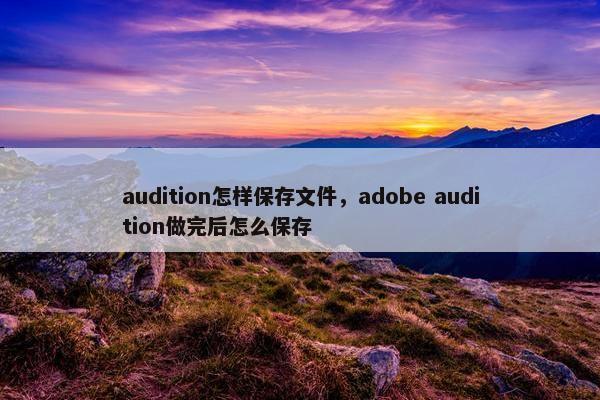 audition怎样保存文件，adobe audition做完后怎么保存