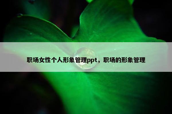 职场女性个人形象管理ppt，职场的形象管理