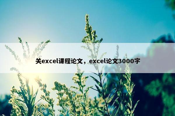 关excel课程论文,excel论文3000字 关excel课程论文,excel论文3000字