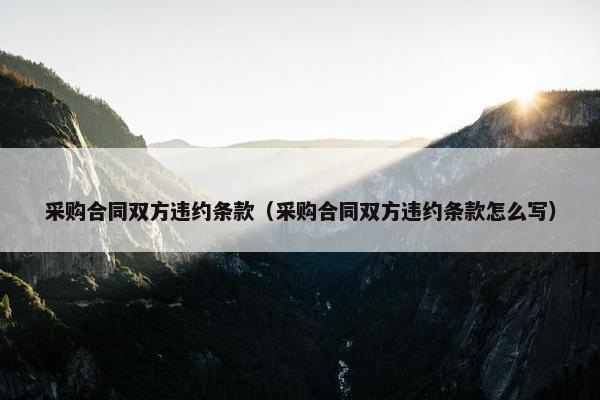 采购合同双方违约条款（采购合同双方违约条款怎么写）
