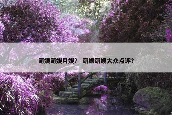 萌姨萌嫂月嫂？ 萌姨萌嫂大众点评？