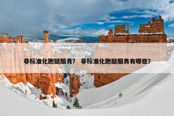 非标准化跑腿服务？ 非标准化跑腿服务有哪些？