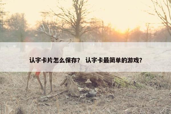 认字卡片怎么保存？ 认字卡最简单的游戏？