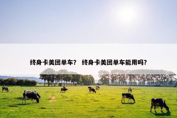 终身卡美团单车？ 终身卡美团单车能用吗？