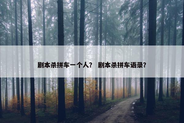 剧本杀拼车一个人？ 剧本杀拼车语录？