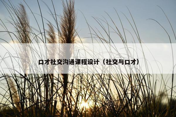 口才社交沟通课程设计（社交与口才）