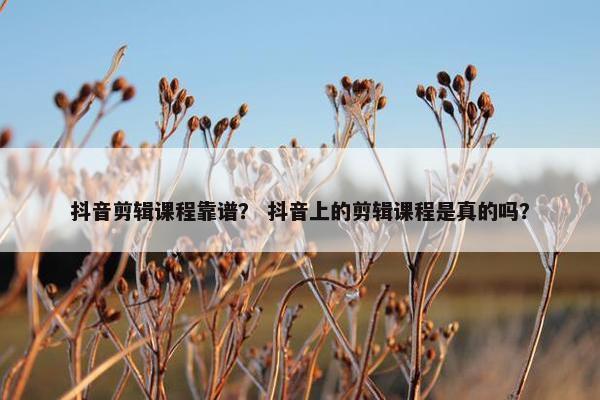 抖音剪辑课程靠谱？ 抖音上的剪辑课程是真的吗？