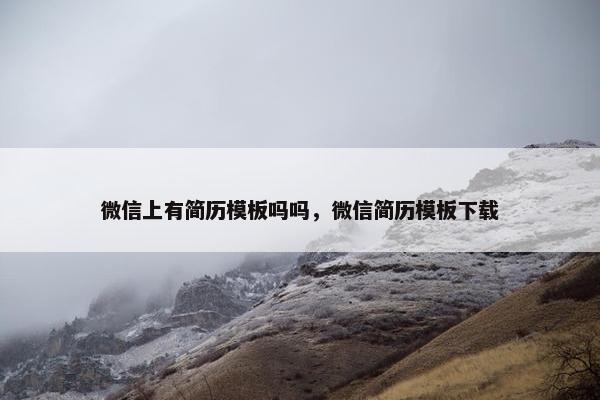 微信上有简历模板吗吗，微信简历模板下载